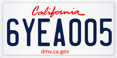 CA license plate 6YEA005