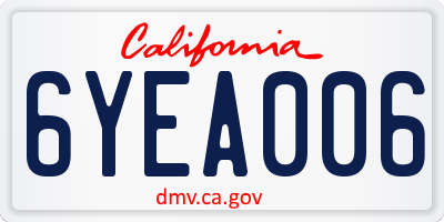 CA license plate 6YEA006