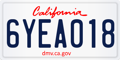CA license plate 6YEA018