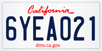 CA license plate 6YEA021