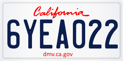 CA license plate 6YEA022