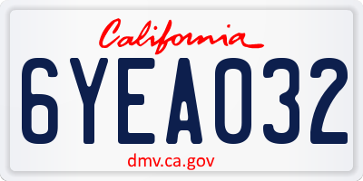CA license plate 6YEA032