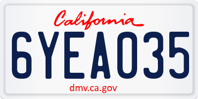 CA license plate 6YEA035