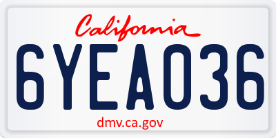 CA license plate 6YEA036