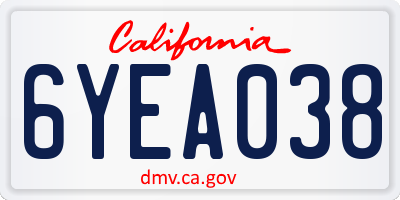 CA license plate 6YEA038