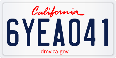 CA license plate 6YEA041