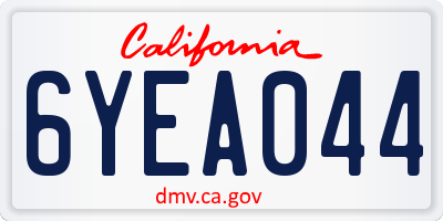CA license plate 6YEA044