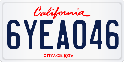 CA license plate 6YEA046