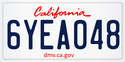 CA license plate 6YEA048