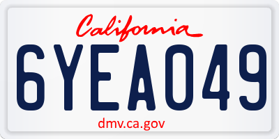CA license plate 6YEA049