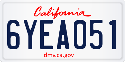 CA license plate 6YEA051