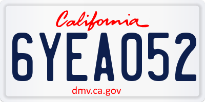 CA license plate 6YEA052