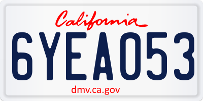 CA license plate 6YEA053