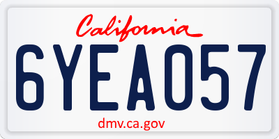 CA license plate 6YEA057