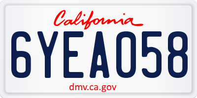 CA license plate 6YEA058