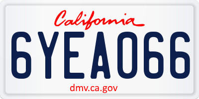 CA license plate 6YEA066