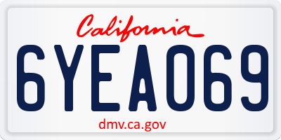 CA license plate 6YEA069