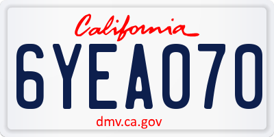 CA license plate 6YEA070