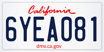 CA license plate 6YEA081