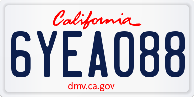 CA license plate 6YEA088