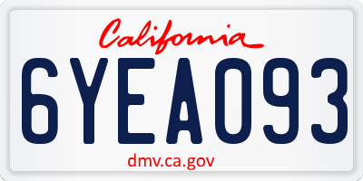 CA license plate 6YEA093
