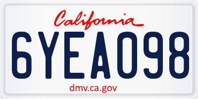 CA license plate 6YEA098