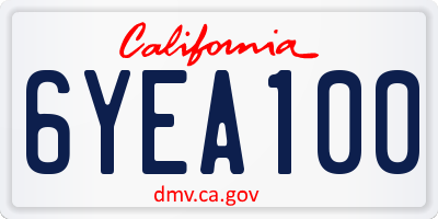 CA license plate 6YEA100