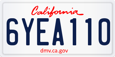 CA license plate 6YEA110