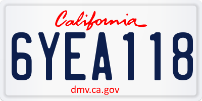 CA license plate 6YEA118