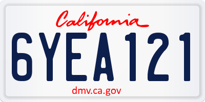 CA license plate 6YEA121