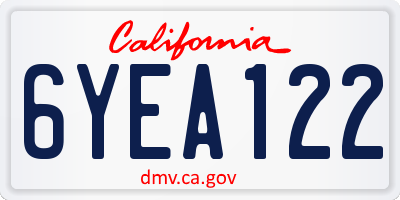 CA license plate 6YEA122