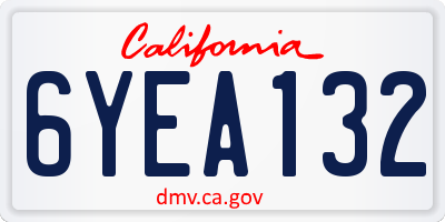 CA license plate 6YEA132