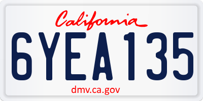 CA license plate 6YEA135