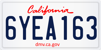 CA license plate 6YEA163