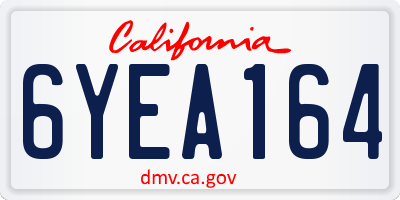 CA license plate 6YEA164