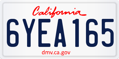 CA license plate 6YEA165