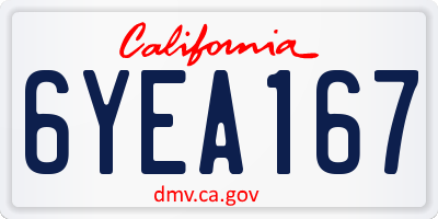 CA license plate 6YEA167