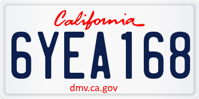 CA license plate 6YEA168