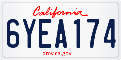 CA license plate 6YEA174