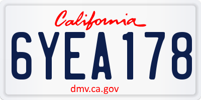 CA license plate 6YEA178