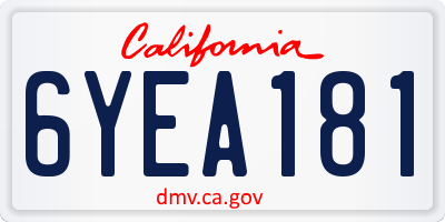 CA license plate 6YEA181