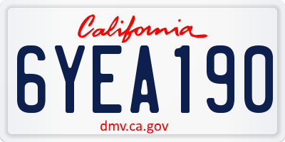 CA license plate 6YEA190