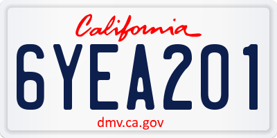 CA license plate 6YEA201