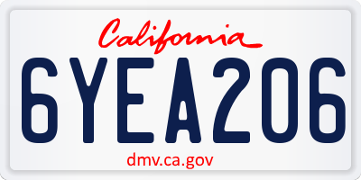 CA license plate 6YEA206