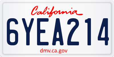 CA license plate 6YEA214