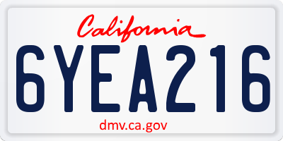 CA license plate 6YEA216