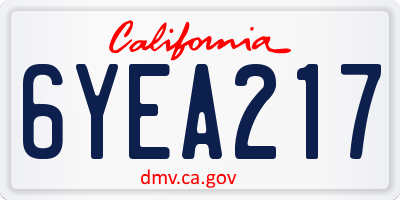 CA license plate 6YEA217