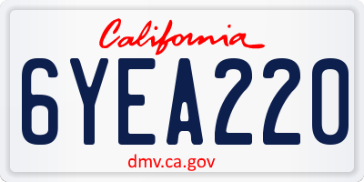 CA license plate 6YEA220