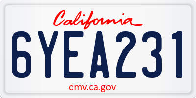 CA license plate 6YEA231