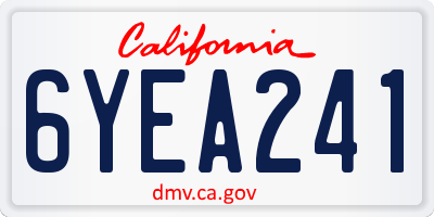 CA license plate 6YEA241